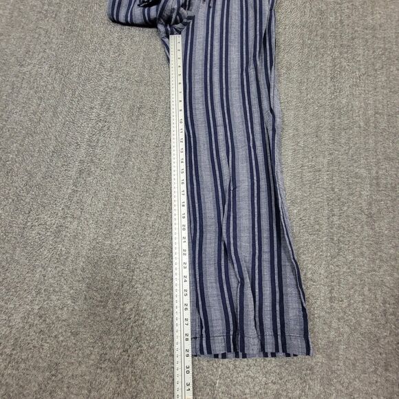 Merona Pants Womens Small Blue Striped Linen Blend Wide Leg Pull On Drawstring - Picture 5 of 11